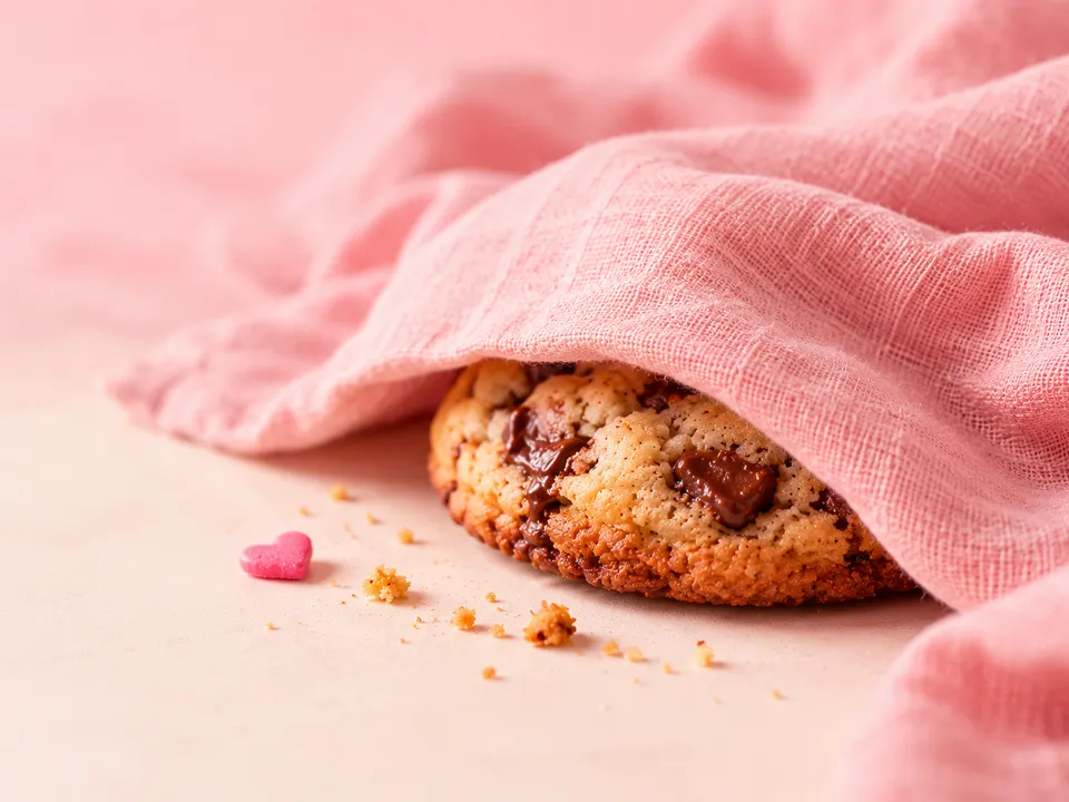 A secret cookie hidden under a pink cloth